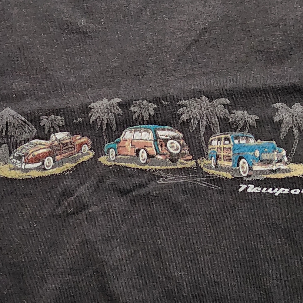 Newport Black Short Sleeve Tee with Surf Car Graphic
